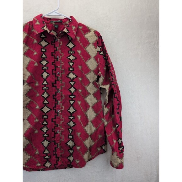 Lauren Ralph Lauren Aztec Southwestern Blouse Womens Large Collared Neck - Picture 2 of 14